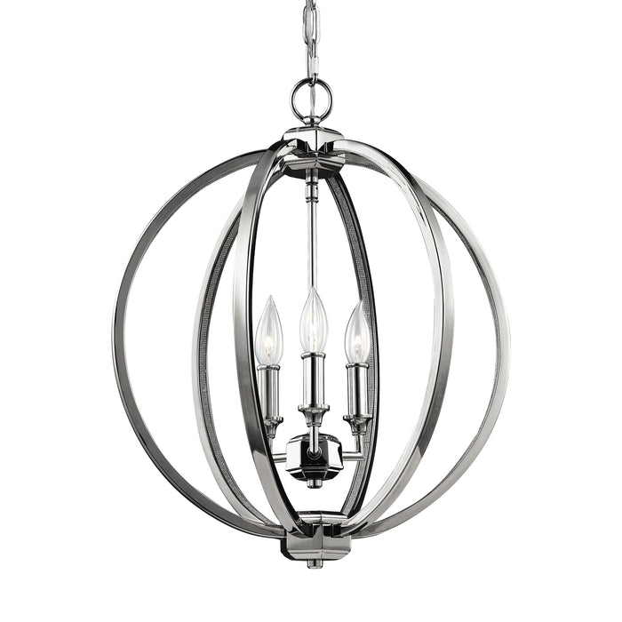 Visual Comfort Studio F3060/3PN Three Light Pendant, Polished Nickel