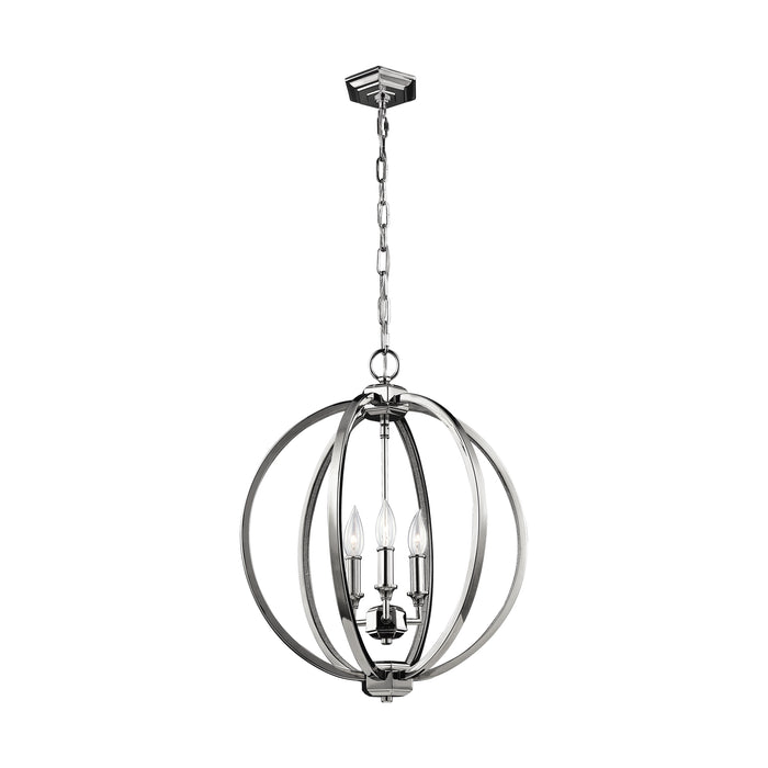 Visual Comfort Studio F3060/3PN Three Light Pendant, Polished Nickel