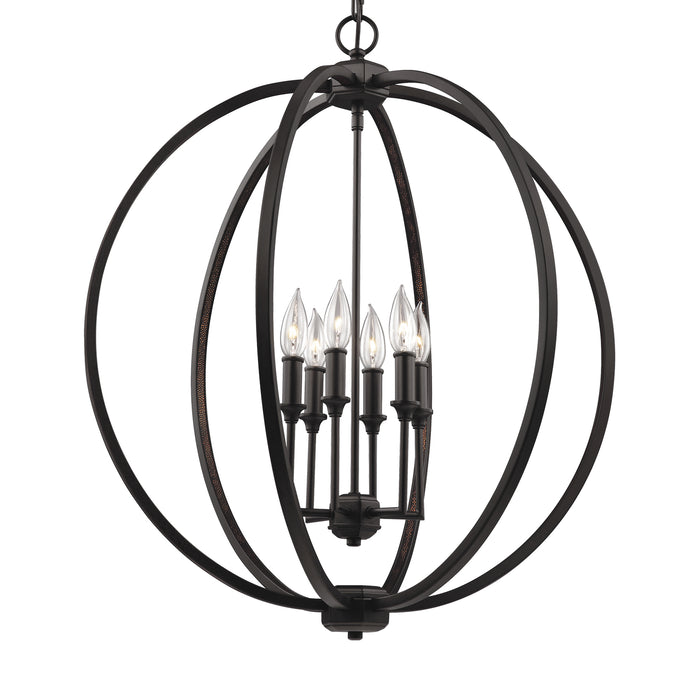 Visual Comfort Studio F3061/6ORB Six Light Pendant, Oil Rubbed Bronze