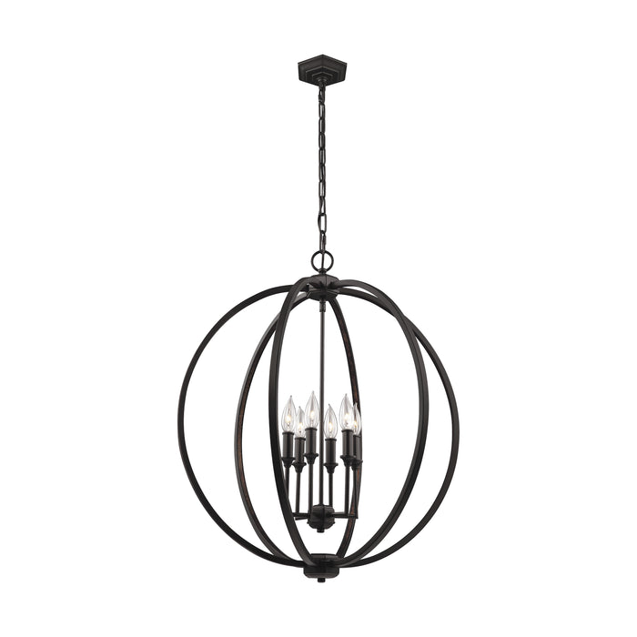 Visual Comfort Studio F3061/6ORB Six Light Pendant, Oil Rubbed Bronze