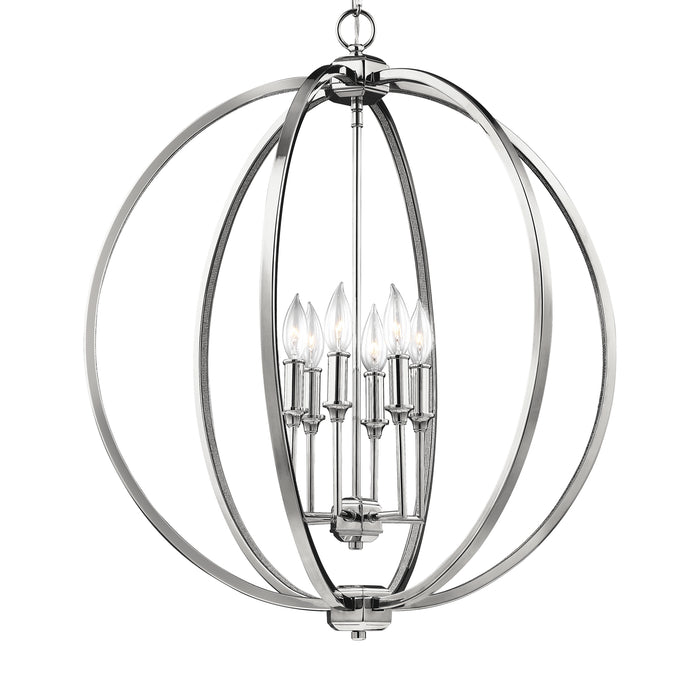 Visual Comfort Studio F3061/6PN Six Light Pendant, Polished Nickel