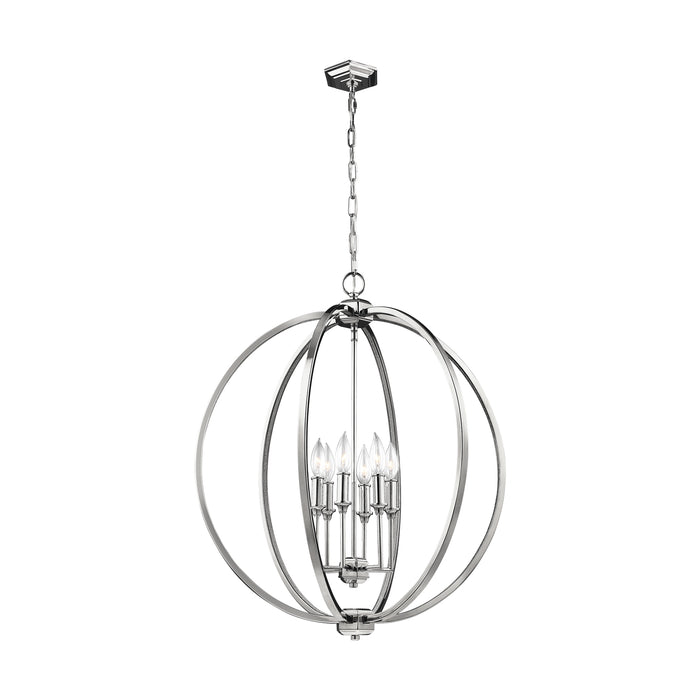 Visual Comfort Studio F3061/6PN Six Light Pendant, Polished Nickel