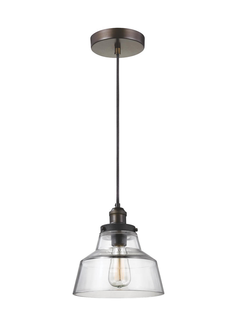 Visual Comfort Studio P1348PAGB/DWZ One Light Pendant, Painted Aged Brass / Dark Weathered Zinc