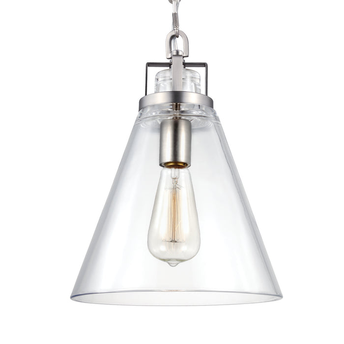 Visual Comfort Studio P1370SN One Light Pendant, Satin Nickel