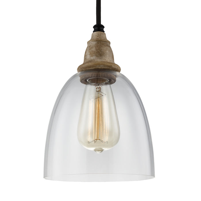 Generation Lighting P1394DFW/DWZ One Light Pendant, Driftwood / Dark Weathered Zinc