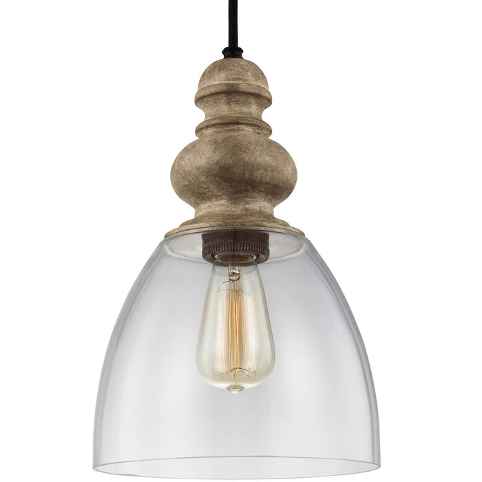 Generation Lighting P1395DFW/DWZ One Light Pendant, Driftwood / Dark Weathered Zinc