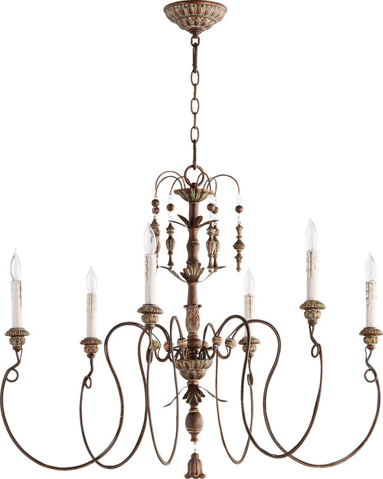 Quorum 6006-6-39 Six Light Chandelier, Vintage Copper