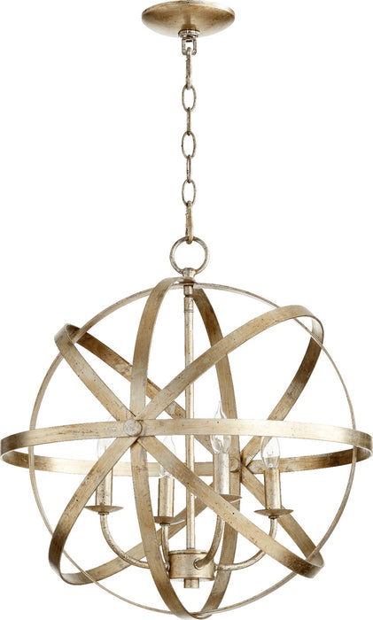 Quorum 6009-4-60 Four Light Chandelier, Aged Silver Leaf