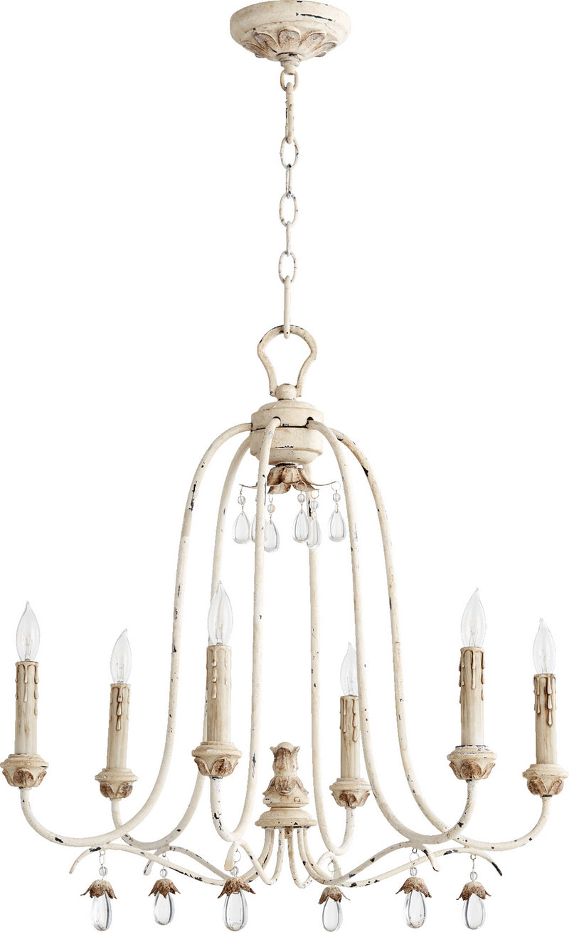 Quorum 6144-6-70 Six Light Chandelier, Persian White