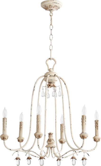Quorum 6144-6-70 Six Light Chandelier, Persian White