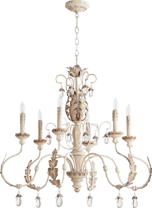 Quorum 6444-6-70 Six Light Chandelier, Persian White