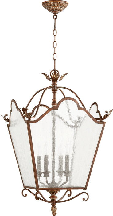Quorum 6906-4-39 Four Light Entry Pendant, Vintage Copper