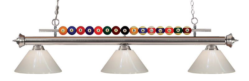 Z-Lite 170BN-PWH Three Light Billiard, Brushed Nickel