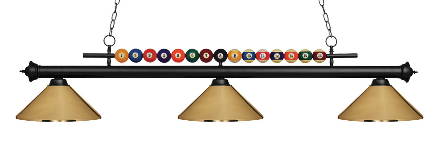 Z-Lite 170MB-MPB Three Light Billiard, Matte Black