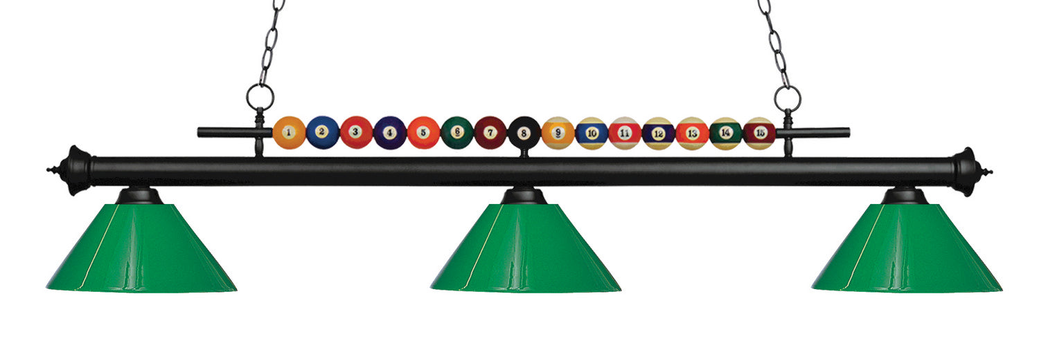 Z-Lite 170MB-PGR Three Light Billiard, Matte Black