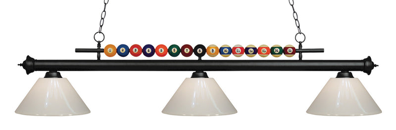 Z-Lite 170MB-PWH Three Light Billiard, Matte Black