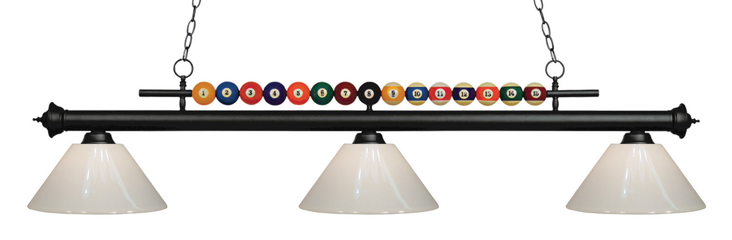 Z-Lite 170MB-PWH Three Light Billiard, Matte Black