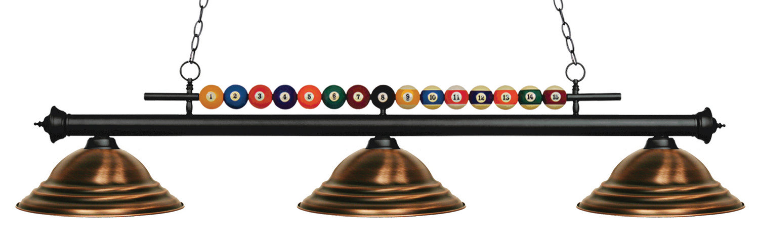Z-Lite 170MB-SAC Three Light Billiard, Matte Black