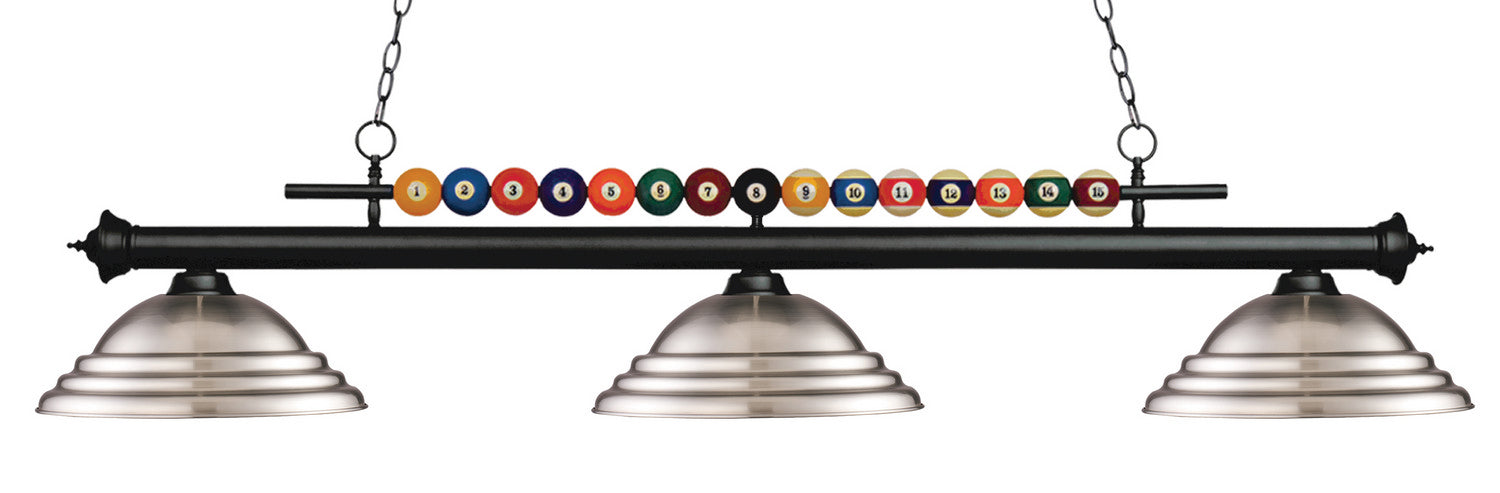 Z-Lite 170MB-SBN Three Light Billiard, Matte Black