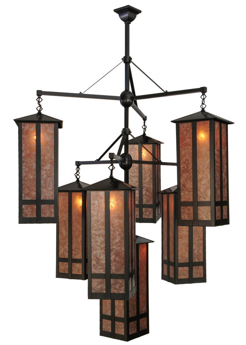 Meyda Tiffany 142003 Seven Light Chandelier, Craftsman Brown