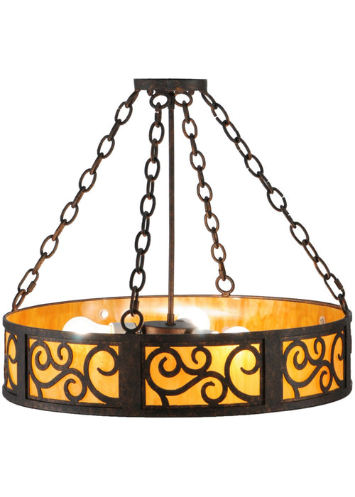 Meyda Tiffany 142197 Three Light Inverted Pendant, Copper Rust