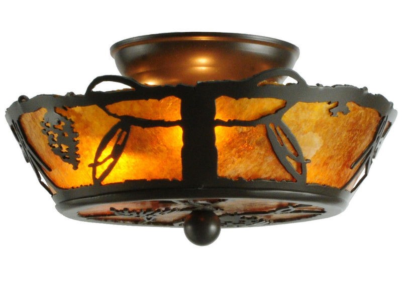 Meyda Tiffany 142266 Three Light Flushmount, Timeless Bronze