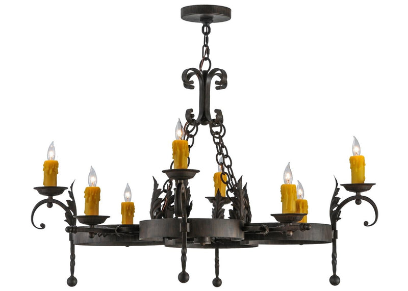 Meyda Tiffany 142876 Eight Light Chandelier, Black Metal,Rust,Custom