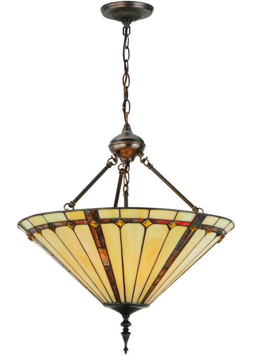 Meyda Tiffany 142898 Three Light Inverted Pendant, Mahogany Bronze
