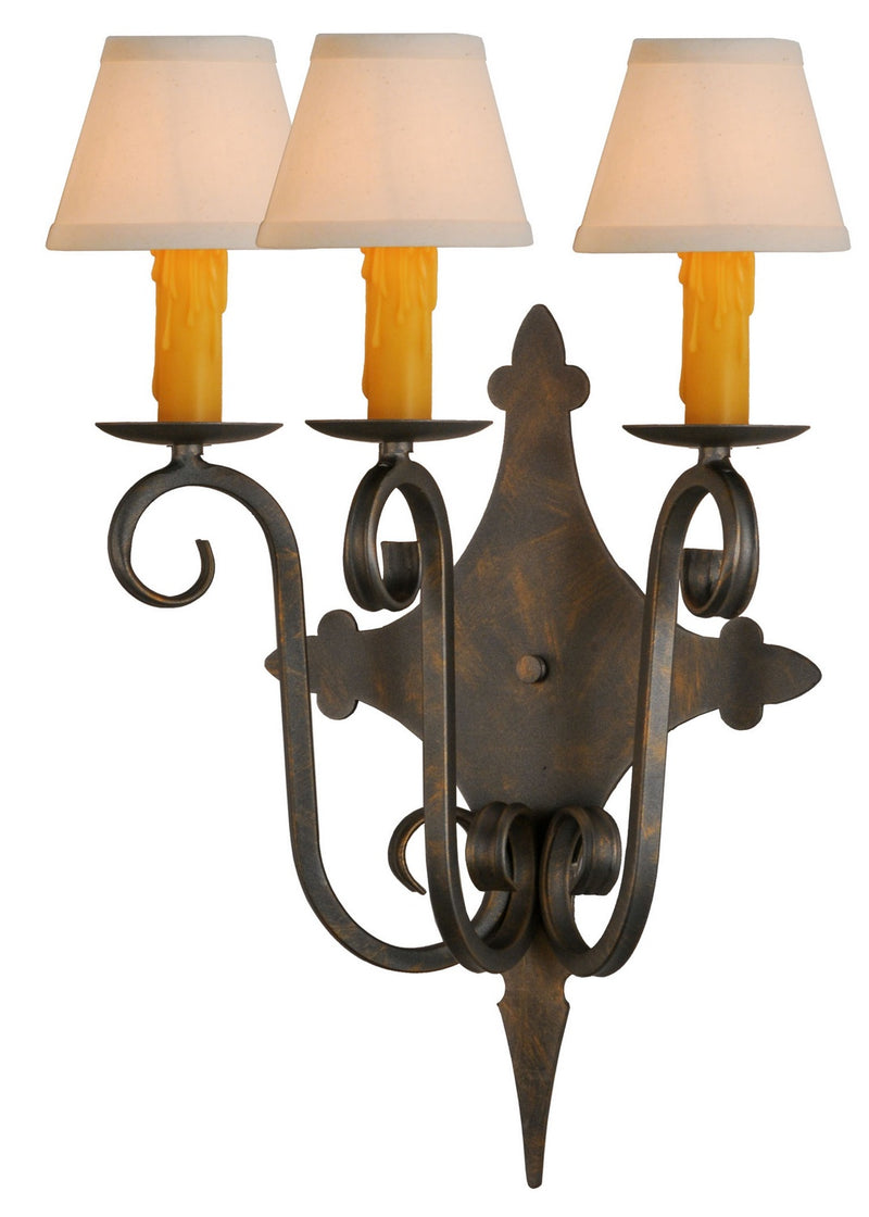Meyda Tiffany 143197 Three Light Wall Sconce, French Bronzed