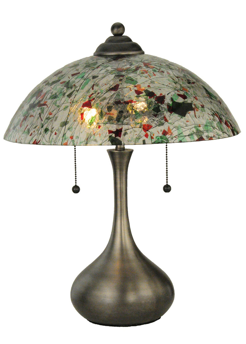 Meyda Tiffany 143292 Two Light Table Lamp, Red/Green Confetti