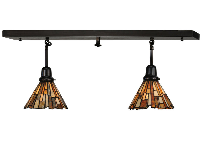 Meyda Tiffany 143346 Two Light Island Pendant, Craftsman Brown