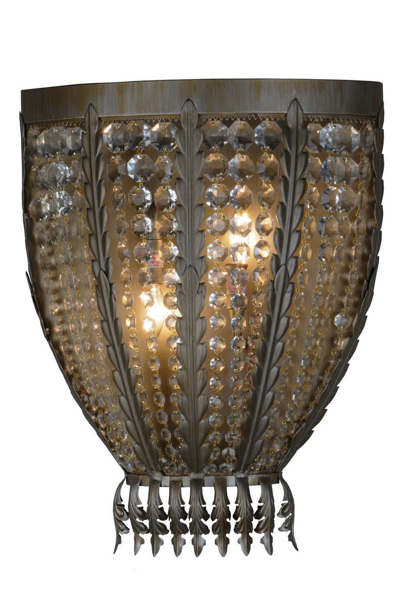 Meyda Tiffany 143450 Two Light Wall Sconce, Antique Silver