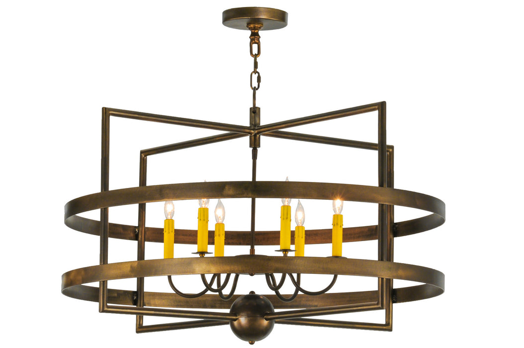 Meyda Tiffany 143904 Six Light Pendant, Antique Copper