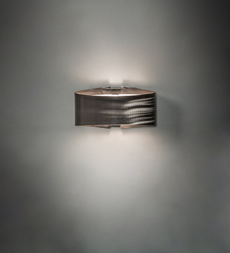 Meyda Tiffany 143965 One Light Wall Sconce, Raw Steel W/ Clear Coat