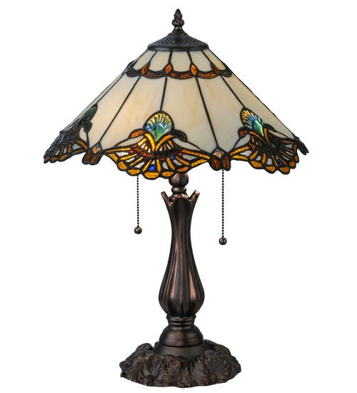 Meyda Tiffany 144058 Two Light Table Lamp, Mahogany Bronze