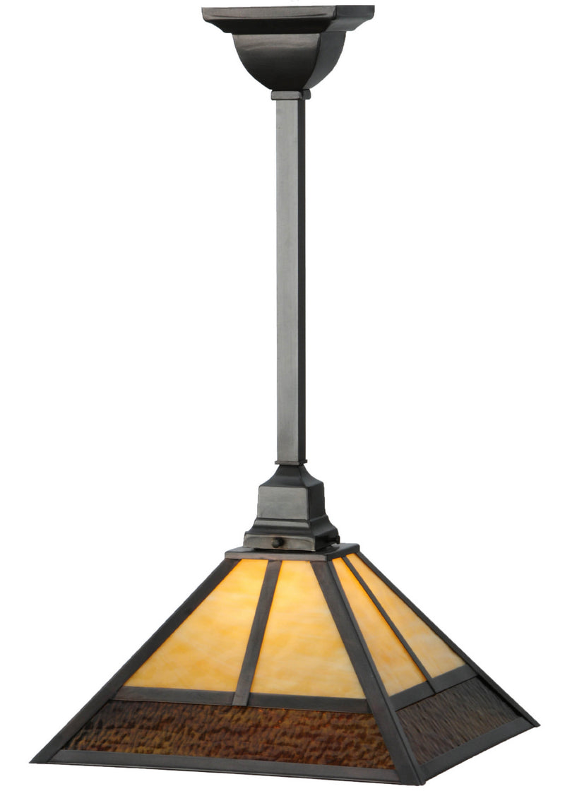 Meyda Tiffany 144133 One Light Pendant, Black Metal,Craftsman Brown