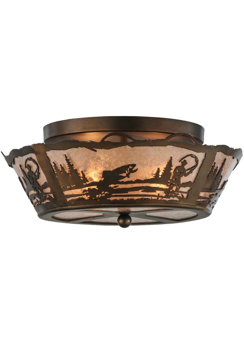 Meyda Tiffany 144182 Two Light Flushmount, Antique Copper
