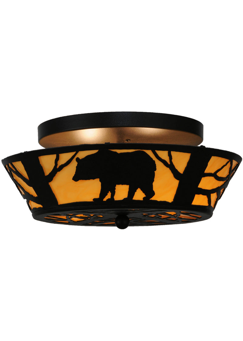 Meyda Tiffany 144229 Two Light Flushmount, Textured Black