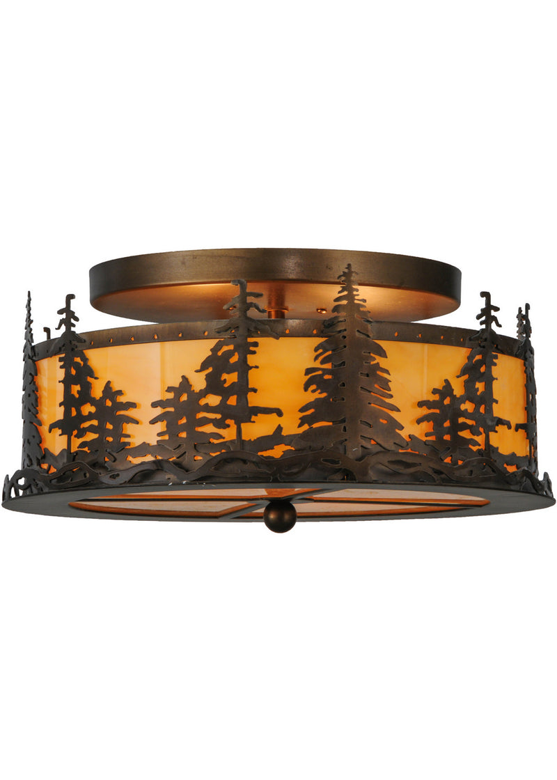 Meyda Tiffany 144243 Two Light Flushmount, Antique Copper