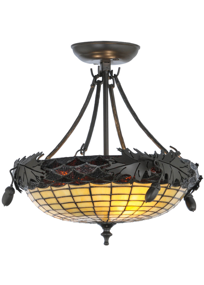 Meyda Tiffany 144382 Three Light Semi-Flushmount, Timeless Bronze