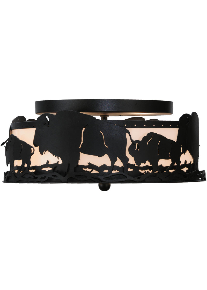 Meyda Tiffany 144468 Two Light Flushmount, Textured Black