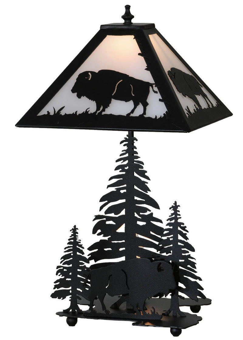 Meyda Tiffany 144470 Two Light Table Lamp, Black Metal