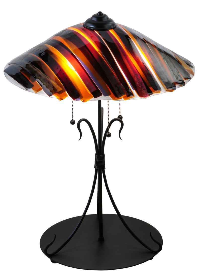 Meyda Tiffany 144649 Three Light Table Lamp, Black Metal