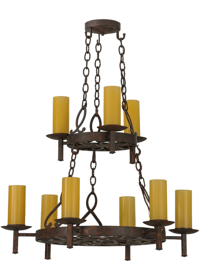 Meyda Tiffany 144754 Nine Light Chandelier, Rusty Nail Textured