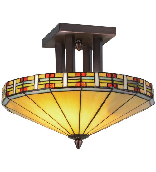 Meyda Tiffany 144759 Two Light Semi-Flushmount, Mahogany Bronze