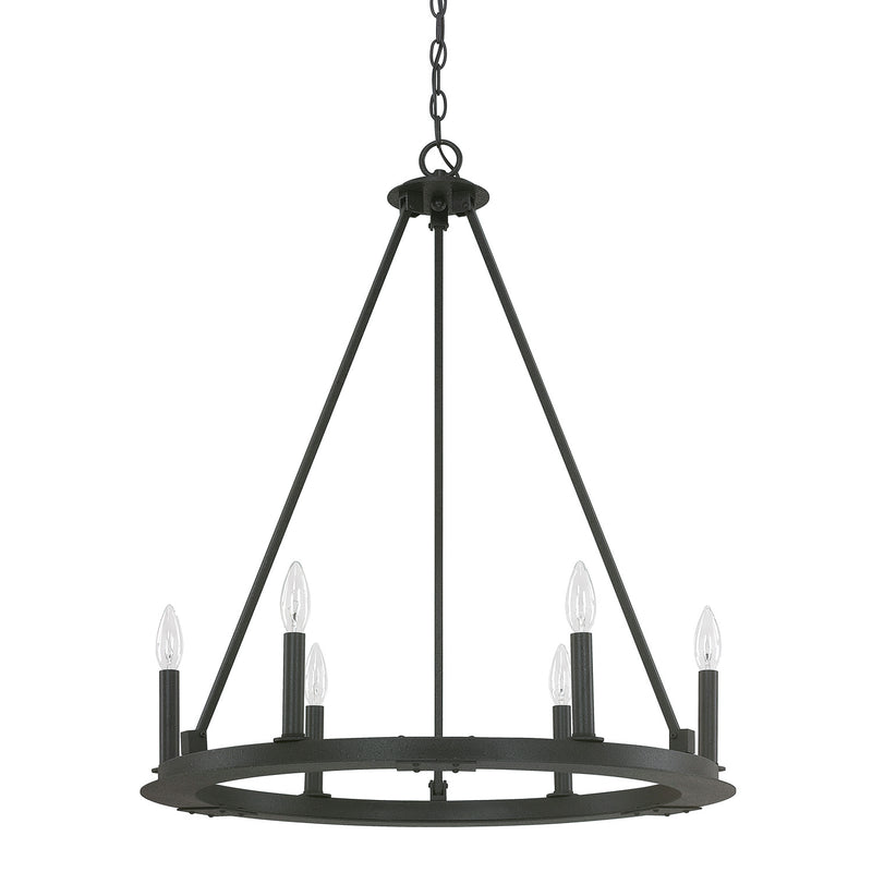 Capital Lighting 4916BI-000 Six Light Chandelier, Black Iron
