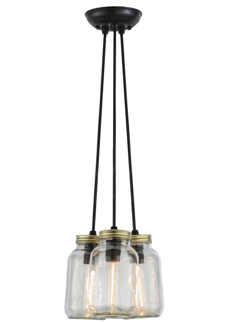 Meyda Tiffany 145069 Three Light Pendant, Black Metal