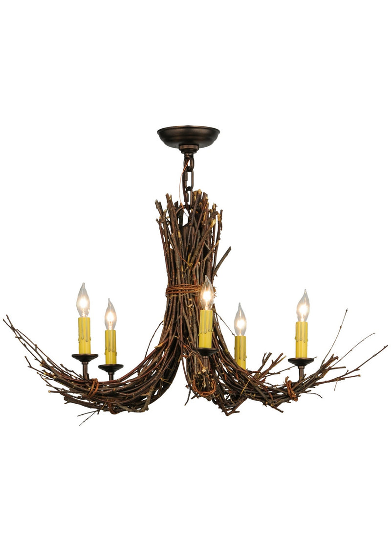Meyda Tiffany 145097 Five Light Chandelier, Mahogany Bronze