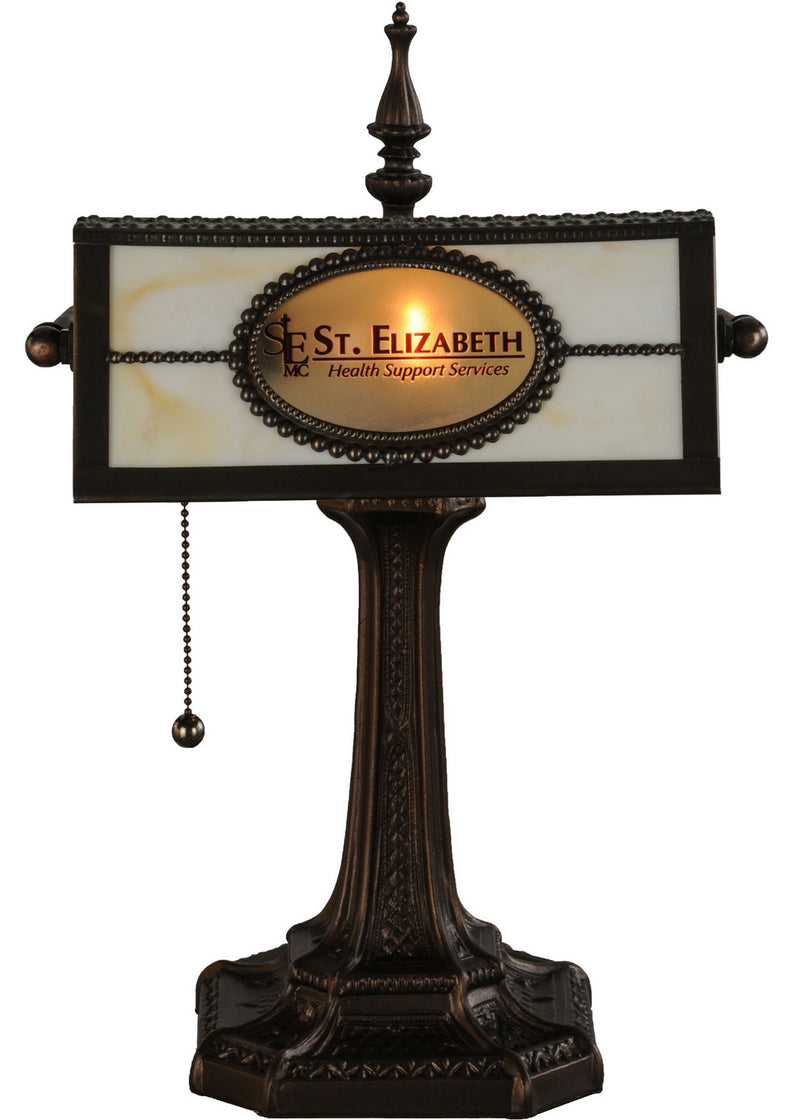 Meyda Tiffany 145664 One Light Banker's Lamp, Mahogany Bronze
