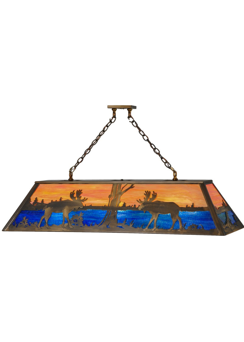 Meyda Tiffany 145695 Six Light Oblong Pendant, Antique Copper